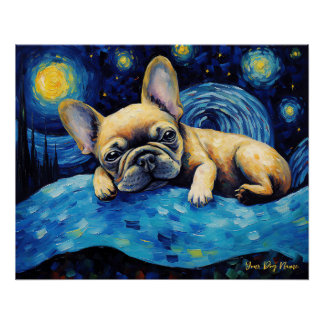 Poster La nuit étoilée - French Bulldog 003 - Qian wan G