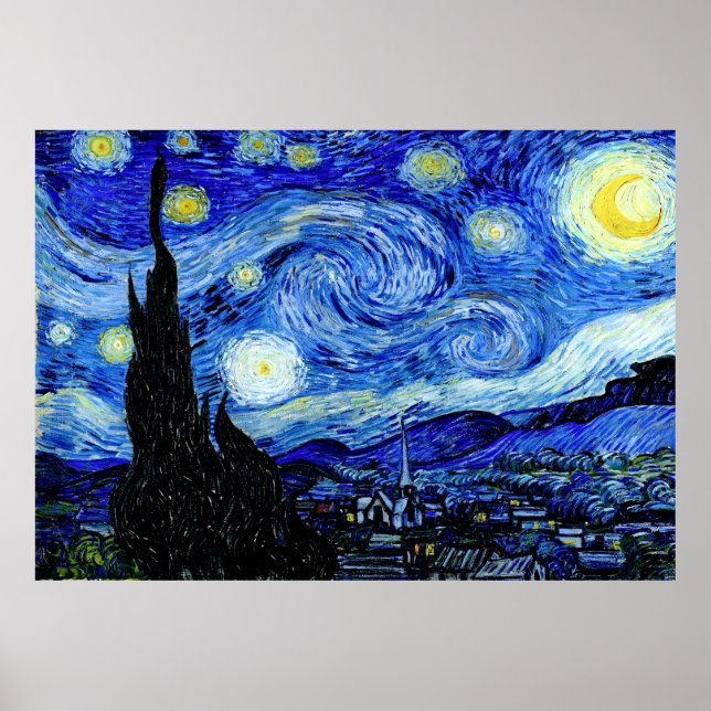 Poster La nuit étoilée par Vincent van Gogh (Devant)