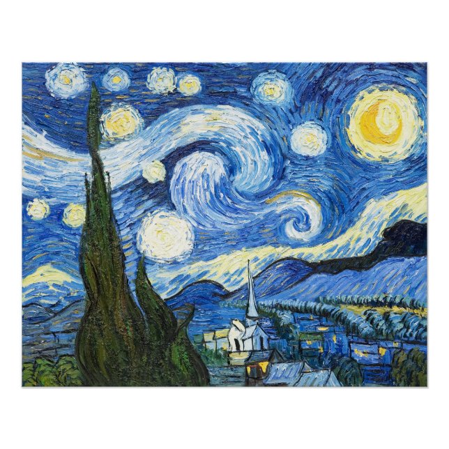 Poster La nuit étoilée - Vincent van Gogh (Devant)