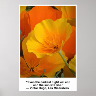 Poster La ... nuit se terminera, Victor Hugo cite, Poppie