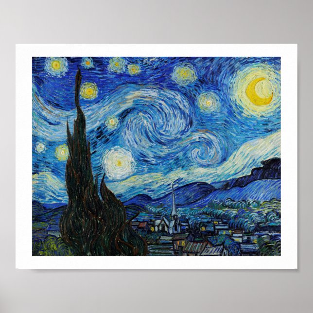 POSTER "LA NUIT STARRY" 1889 PAR VINCENT VAN GOGH (Devant)