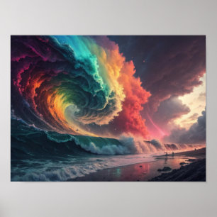 Poster Là où les vagues arc-en-ciel rencontrent le ciel e