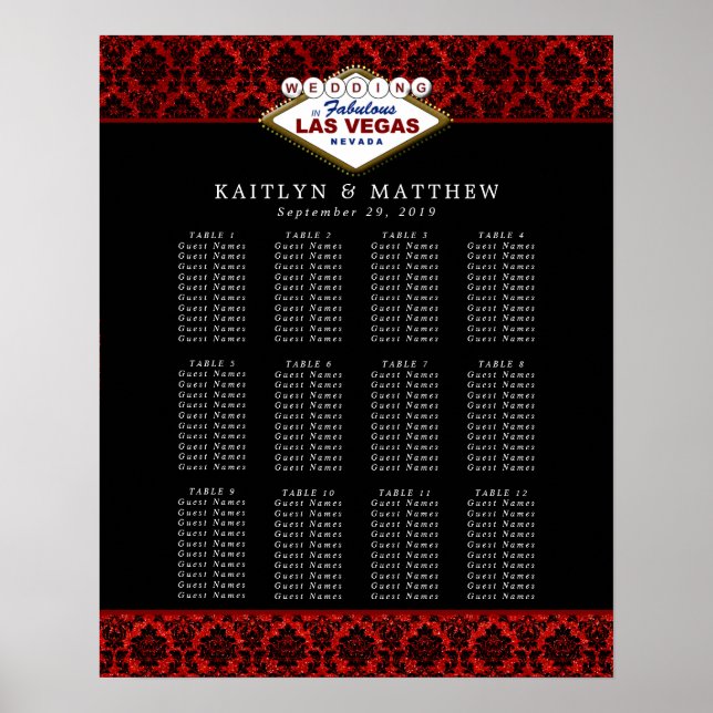 Poster La Parties scintillant Damask Las Vegas Mariage Co (Devant)