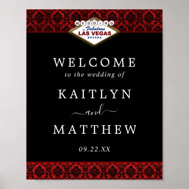 Poster La Parties scintillant Damask Las Vegas Mariage Co (Devant)