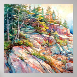 Poster La peinture aquarelle du parc national Acadia