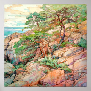 Poster La peinture aquarelle du parc national Acadia