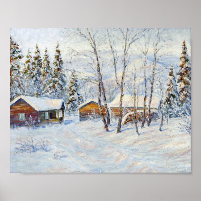 Poster La peinture de Noël de la ferme d'hiver (Devant)