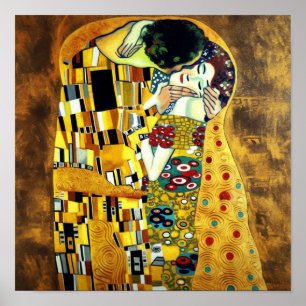 Poster La peinture Kiss comme un mur frappant