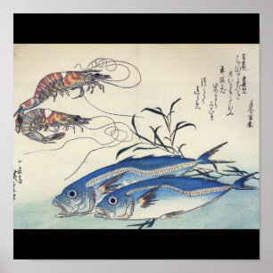 Poster La peinture sur la vie marine japonaise vers les a
