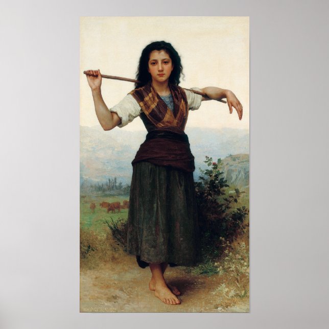 Poster La Petite Bergère de Bouguereau (Devant)