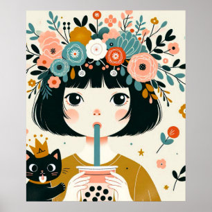 Poster “La petite fille au bubble tea“