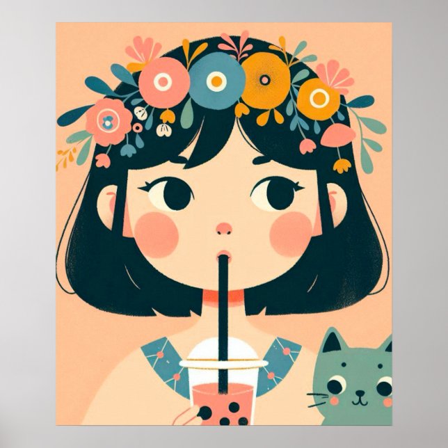 Poster “La petite fille au bubble tea“ (Vorne)
