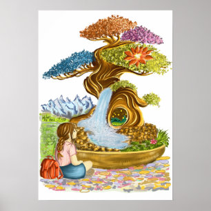 Poster La petite fille et son Bonzaï géant.