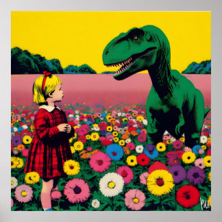 Poster La petite fille & le dino