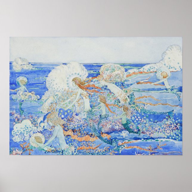Poster La petite sirène - Les sirènes jouent dans le Surf (Devant)