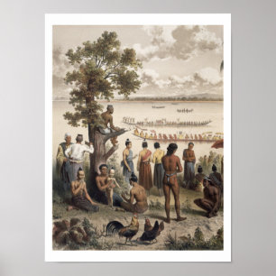 Poster La pirogue emballe sur la rivière de Bassac,