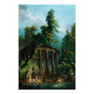 Poster La piscine by Hubert Robert