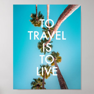 Poster La plage à voyager est de vivre citation