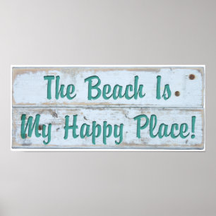 Poster La plage est mon endroit heureux