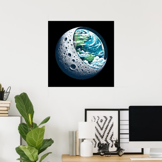 Poster La planète Terre et sa lune : Merveille céleste (Bureau à domicile)
