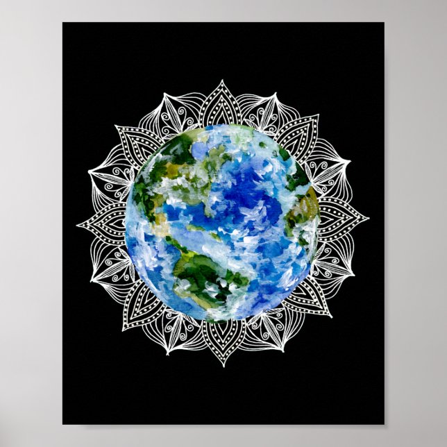 Poster La planète Terre Mandala (Devant)