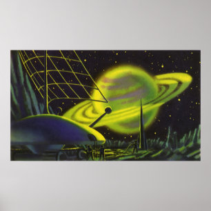 Poster La planète verte au néon vintage W de la