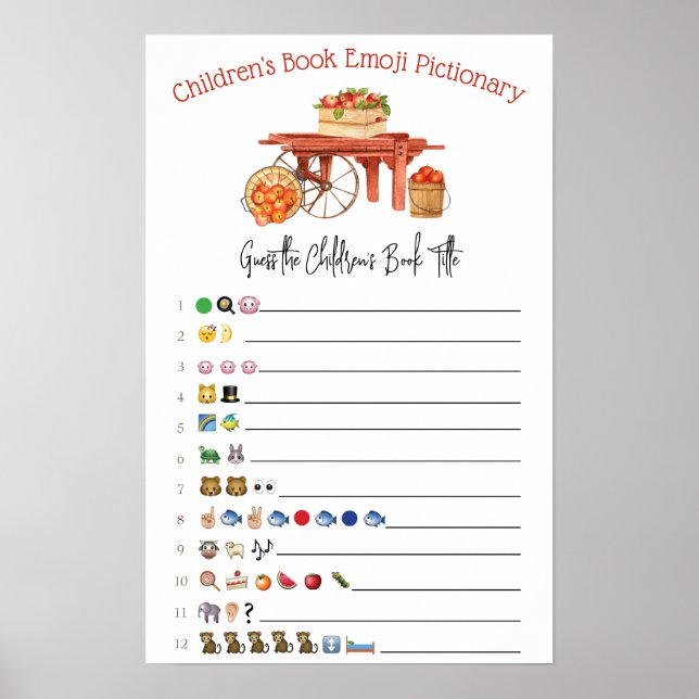 Poster La pomme de notre jeu de Baby shower Emoji OEil (Devant)