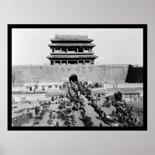 Poster La porte d'hommes de Hata à Pékin, Chine 1909
