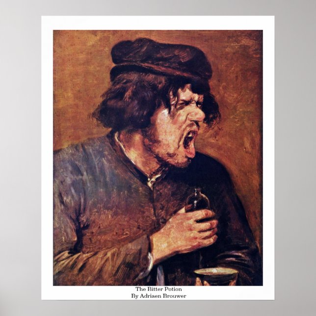 Poster La Potion Amère D'Adriaen Brouwer (Devant)