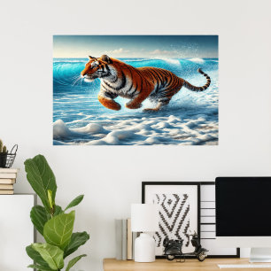Poster La poursuite de l'océan sauvage du tigre