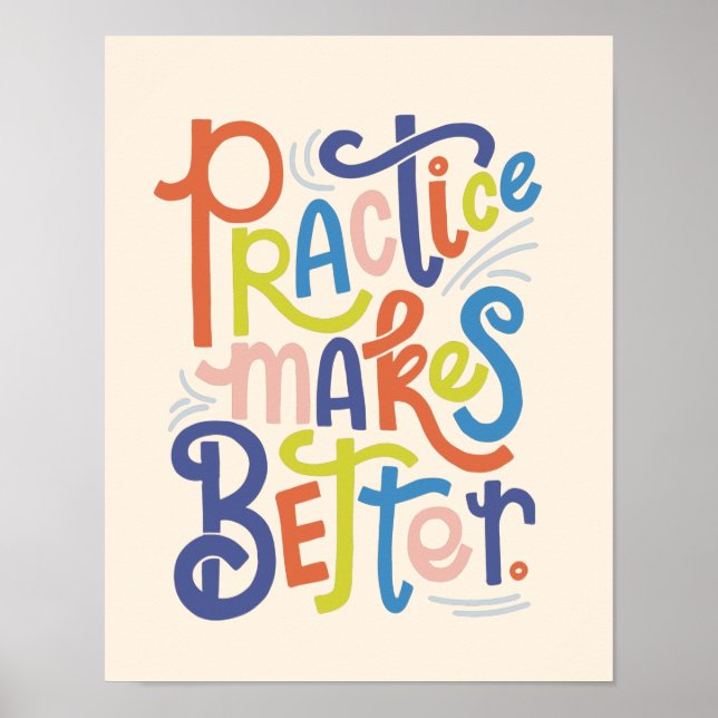 Poster La pratique améliore l'affichage (Devant)