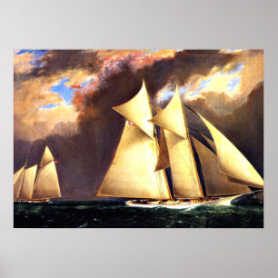 Poster La première course de la Coupe d'Amérique, 1870