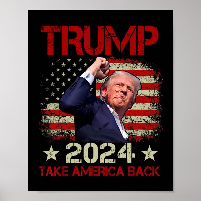 Poster La Première Pompe À Trump 2024 Trump Survit Au Ral (Devant)