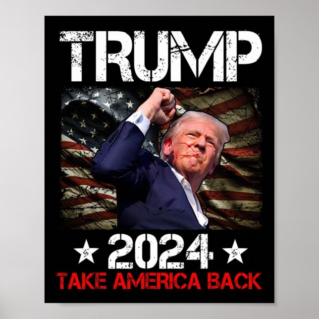 Poster La Première Pompe À Trump 2024 Trump Survit Au Ral (Devant)