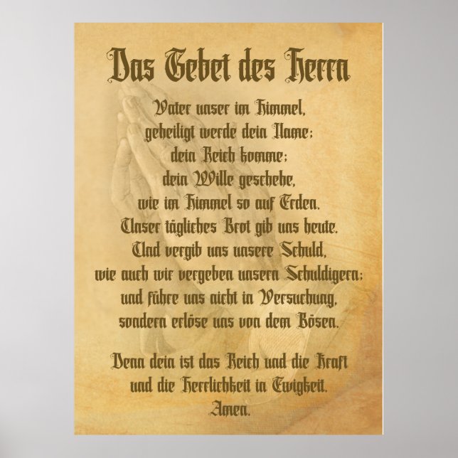 Poster La prière du Seigneur (allemand) (Devant)