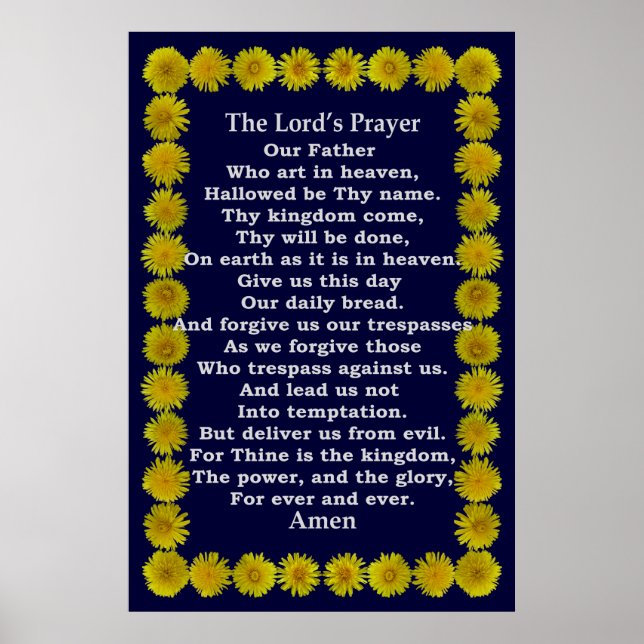 Poster La prière du Seigneur dans un cadre de Dandelion (Devant)
