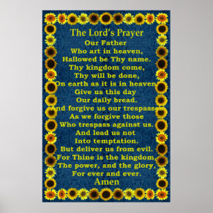 Poster La prière du Seigneur dans un cadre de tournesol