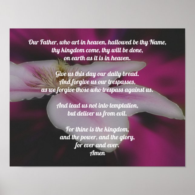 Poster La prière du Seigneur Notre Père Clematis (Devant)