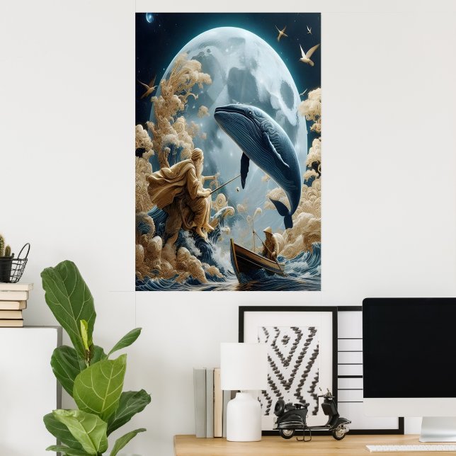 Poster La prise lunaire du pêcheur (Bureau à domicile)