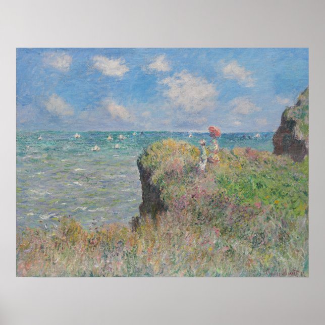 Poster La Promenade de la falaise à Pourville Monet (Devant)