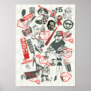 Poster la publicité 60s dirige le collage -