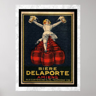Poster La publicité française vintage de baril de bière