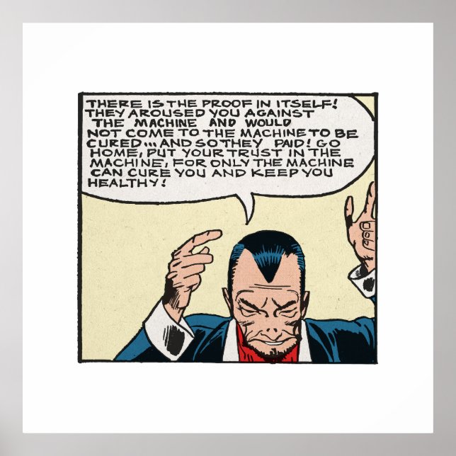 Poster La puissance de la machine Retro Space Comics (Devant)