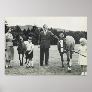 Poster La Reine Elizabeth, prince Philip, Charles et Anne