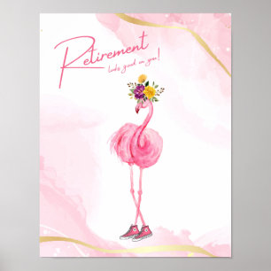 Poster La retraite te va bien ! Flamant rose en Basket