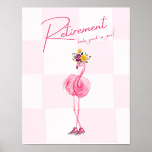 Poster La retraite te va bien ! Flamant rose en Basket