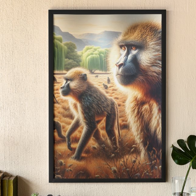 Poster La Réunion de la famille Baboon : un champ d'harmo (Créateur téléchargé)