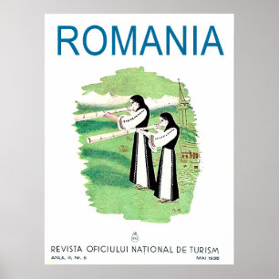 Poster La Roumanie, femmes avec les instruments de