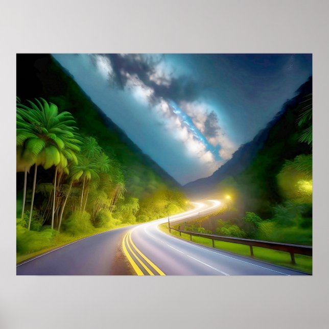 Poster la route à travers la nuit noire (Devant)