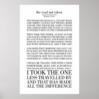 Poster La route non prise par Robert Frost